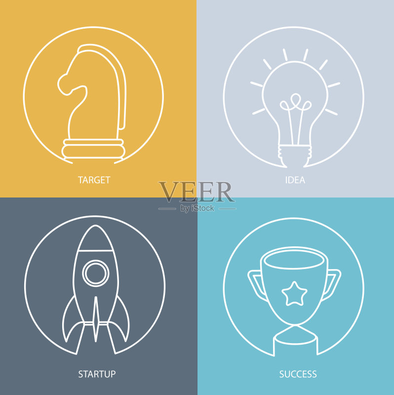 Web图标集轮廓。图标素材