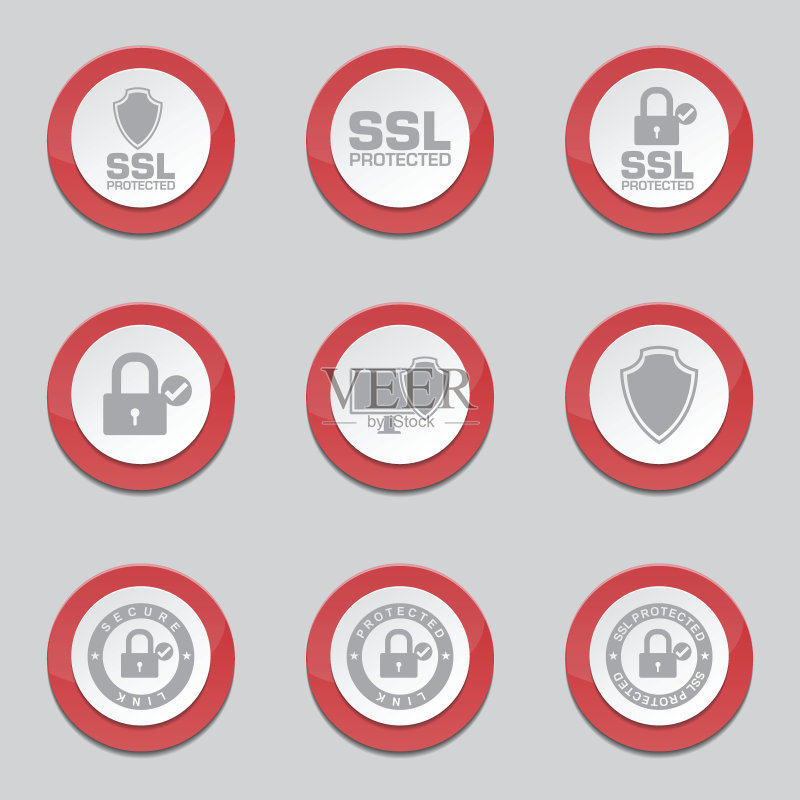 保护Web互联网红色矢量按钮图标设计集图标素材