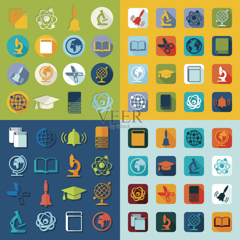 一组教育平面图标图标素材