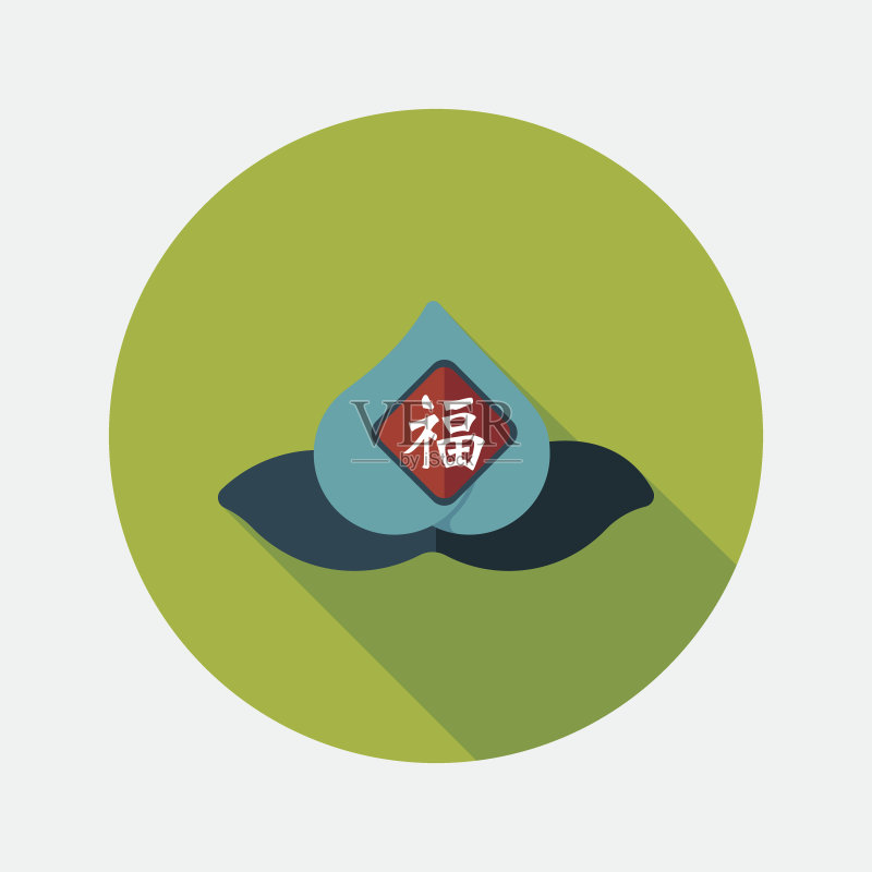 中国新年的扁平图标与长影子图标素材