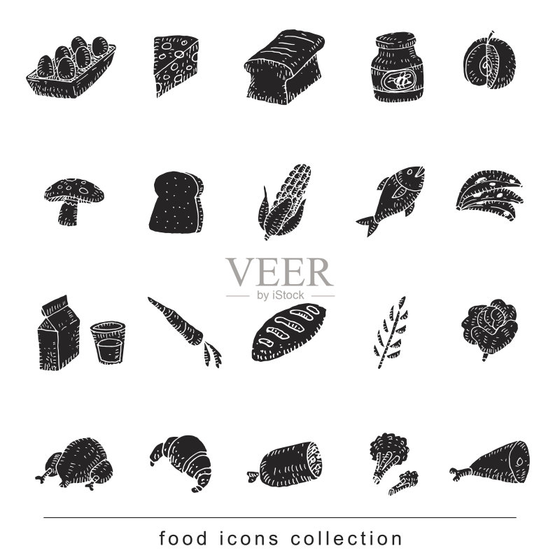 黑色食品图标集(矢量图)图标素材