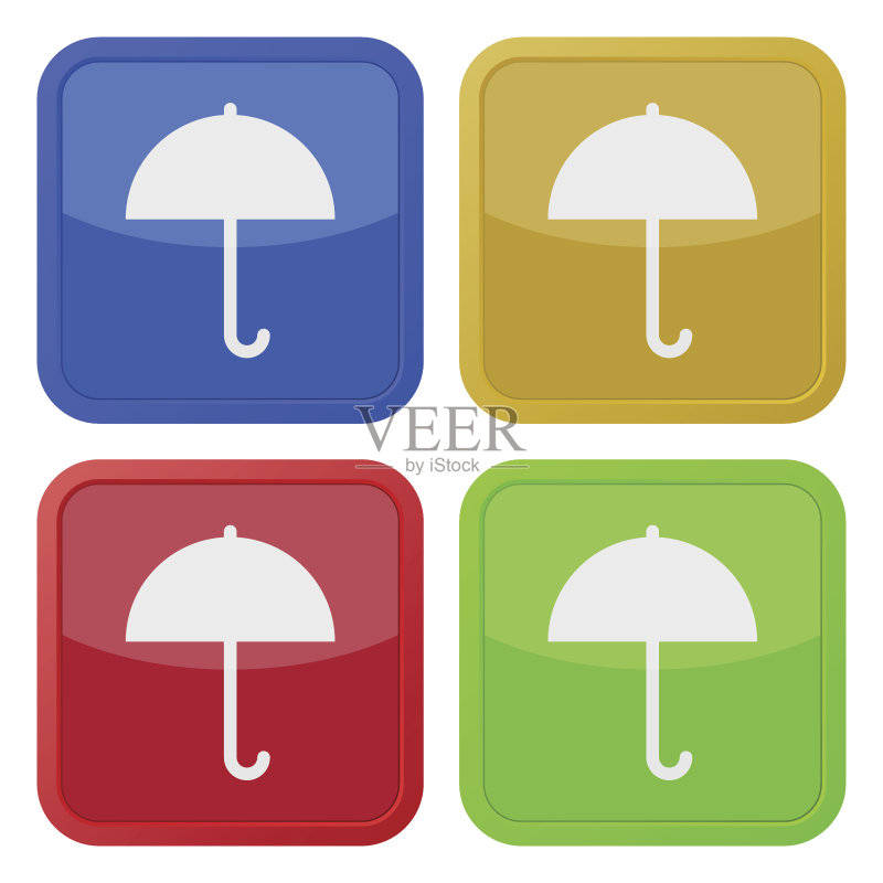 带有雨伞的方形图标图标素材