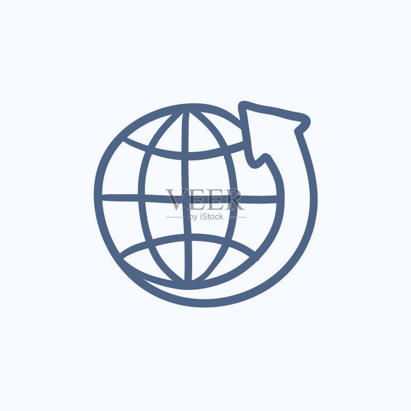 地球与箭头草图图标图标素材