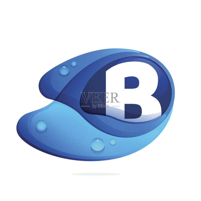 带有蓝色水滴的字母B图标图标素材