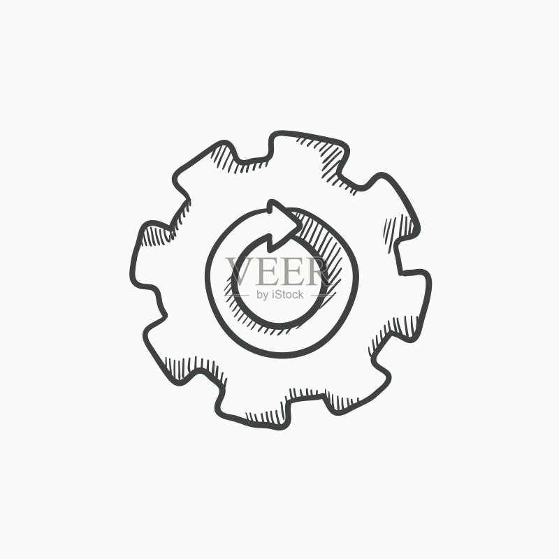 带箭头草图的齿轮图标图标素材