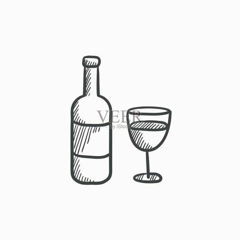 葡萄酒瓶素描图标图标素材