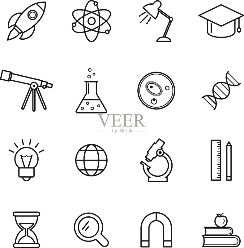 科学线性图标合集图标素材