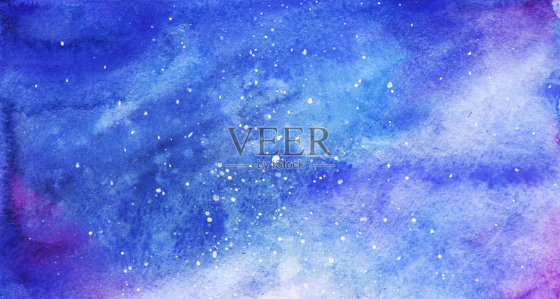 水彩星空星空星云背景正版插画素材