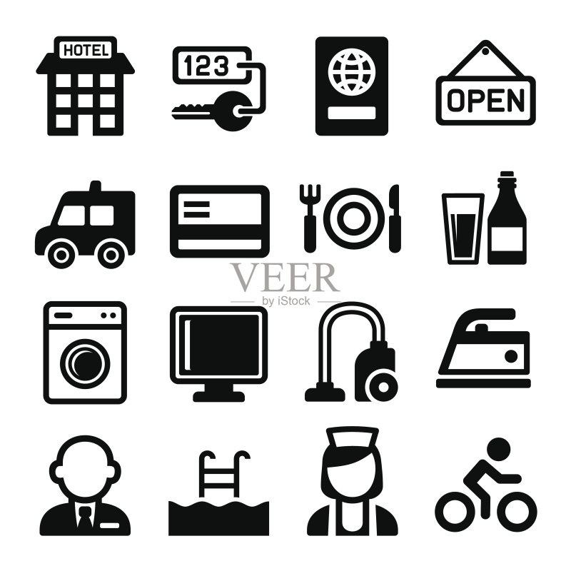 酒店和服务图标集矢量图图标素材