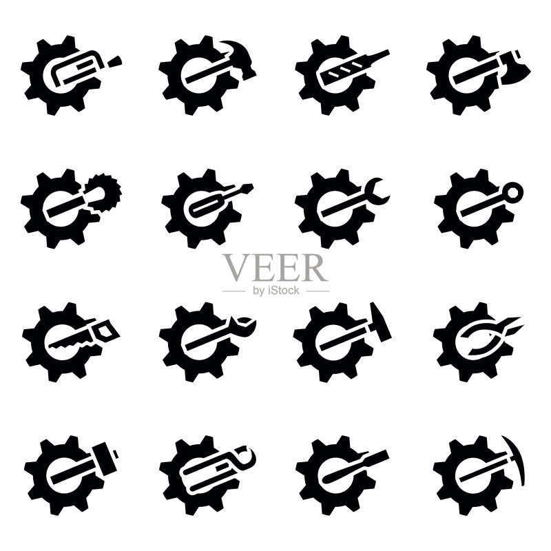 齿轮图标集中的矢量工具图标素材