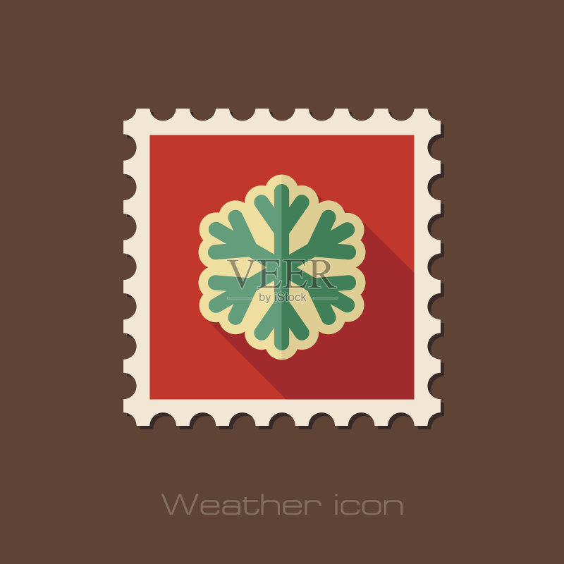雪花雪地扁平印章气象天气图标素材
