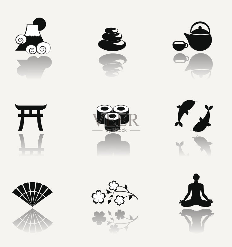 古代日本矢量图标图标素材