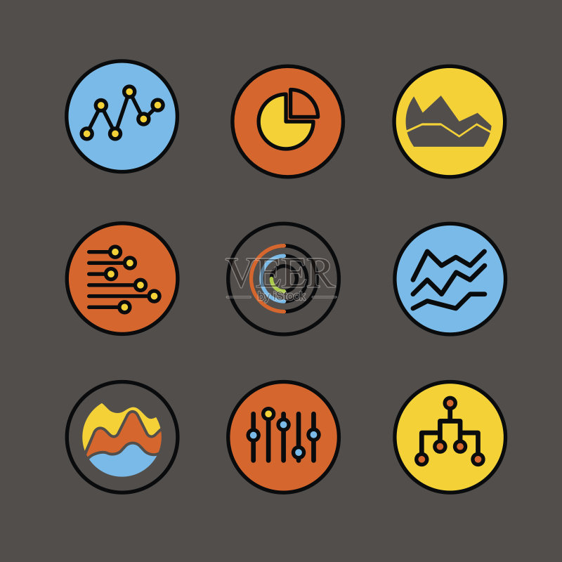 不同的图表和商业评级图标素材
