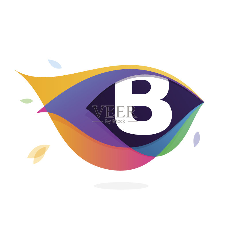 孔雀羽毛字母B图标图标素材