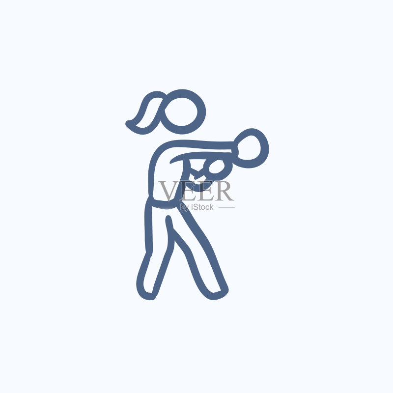 女拳击手素描图标图标素材