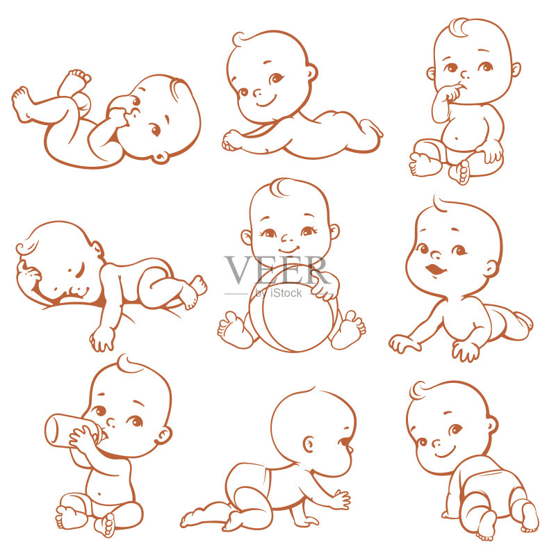 小宝贝设置正版插画素材