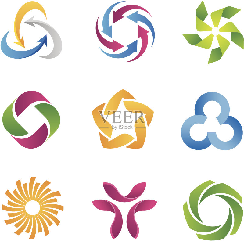 现代循环logo和图标模板图标素材