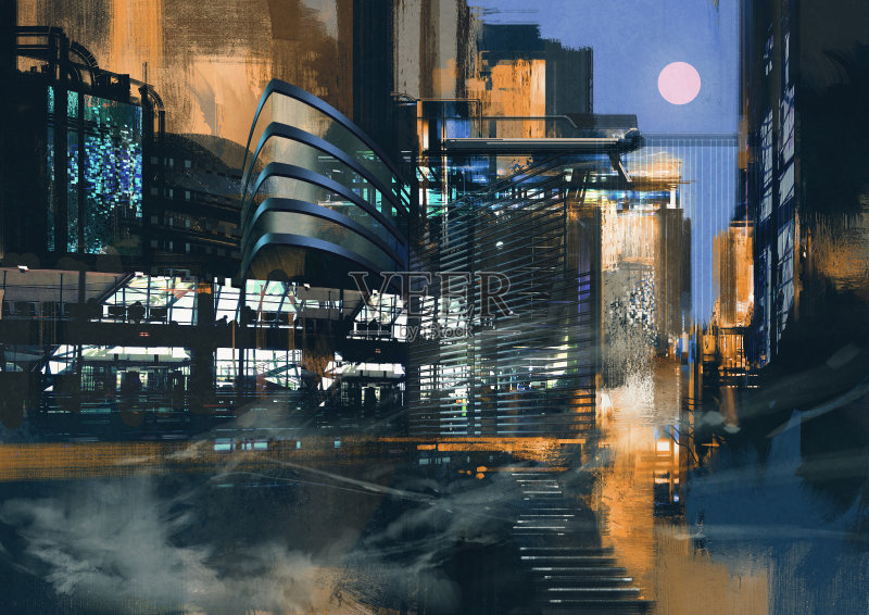 未来科幻城市,插图正版插画素材