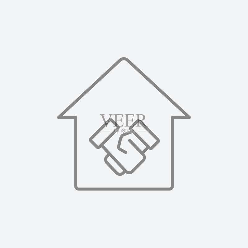 握手与成功房地产交易线性图标图标素材