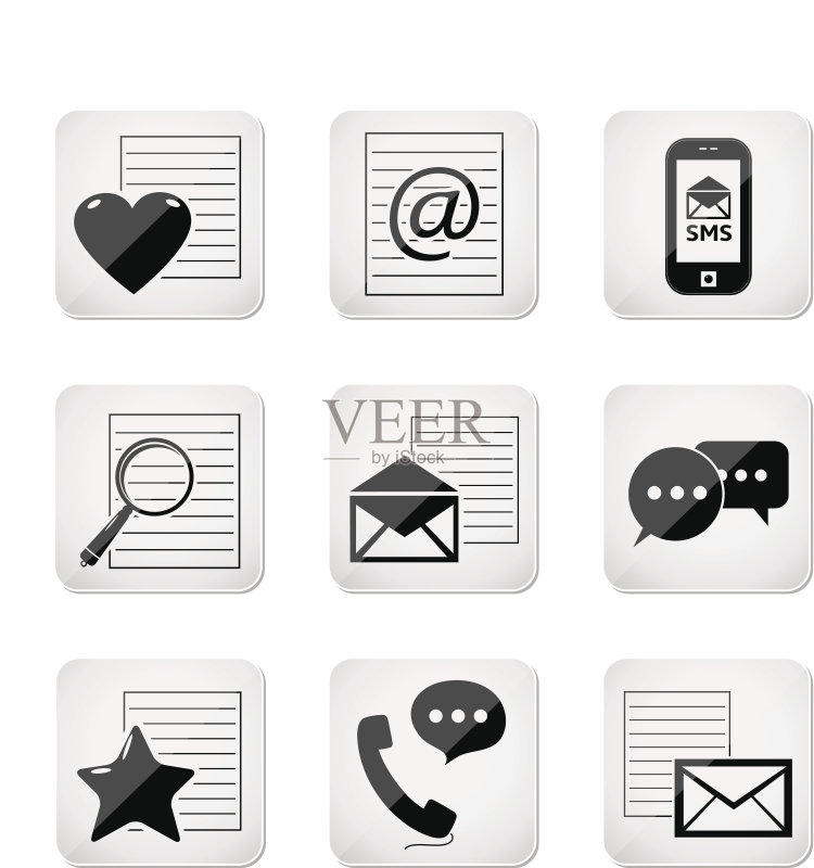 联系方式按钮设置,电子邮件黑色图标图标素材