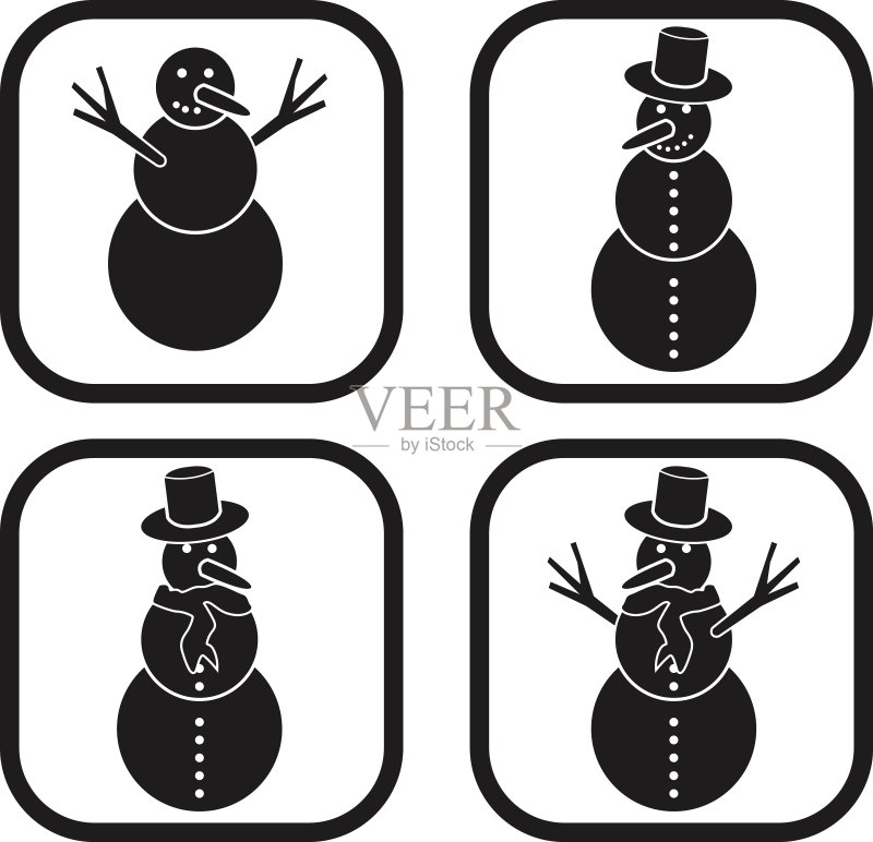 雪人图标四种样式图标素材