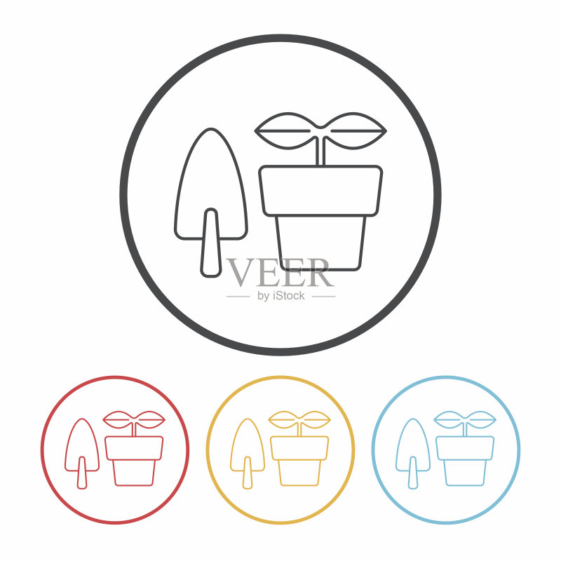 盆栽线条图标图标素材