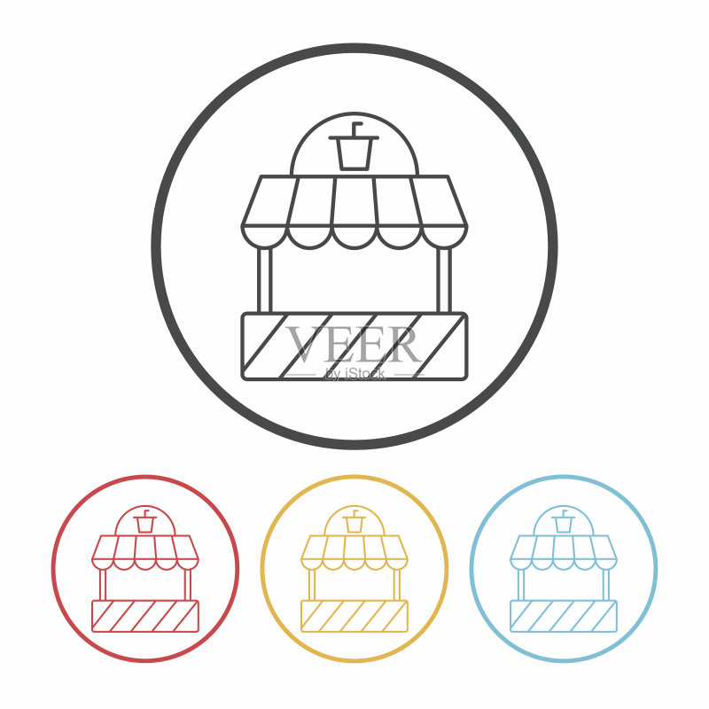 购物商店线性图标图标素材