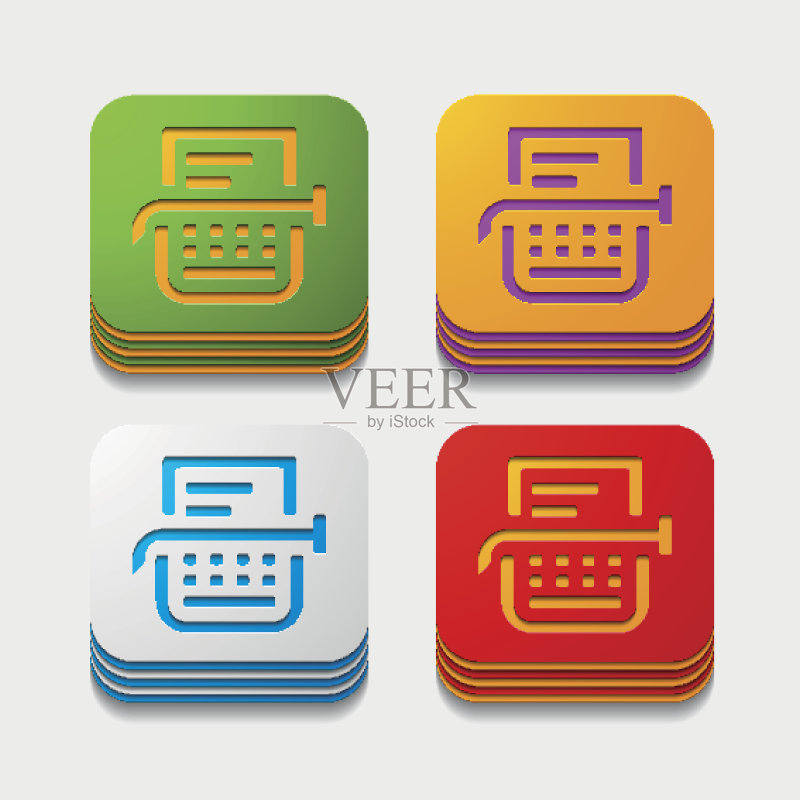方形按钮:打字机图标素材