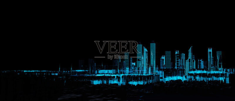 城市景观未来3d城市霓虹灯正版图片素材