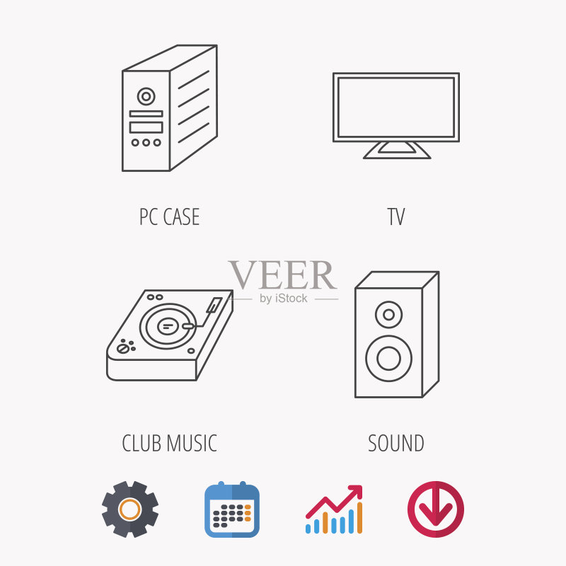 声音、俱乐部音乐和电脑机箱图标图标素材