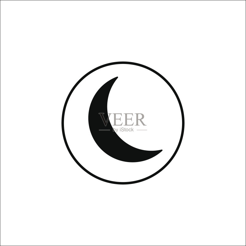 睡眠模式实体图标,手机标志和新月图标素材