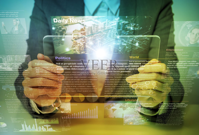 电子报纸概念、策展媒体、策展内容、图形用户界面、抽象图像视觉正版图片素材