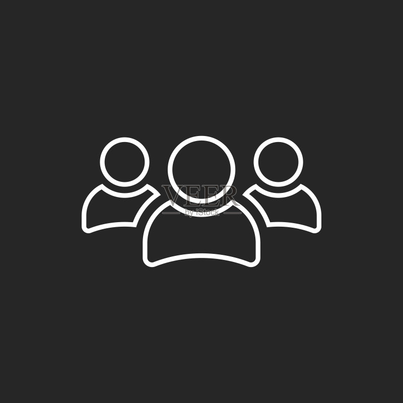 线条风格的人群矢量图标图标素材