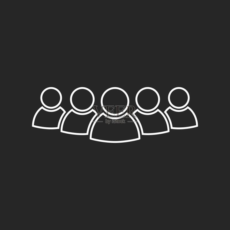 线条风格的人群矢量图标图标素材