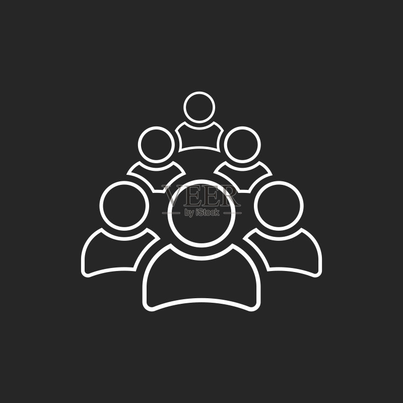 线条风格的人群矢量图标图标素材