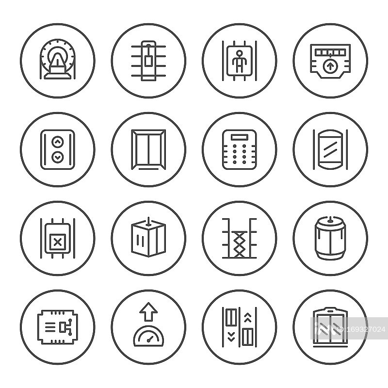 电梯圆形线条图标合集图标素材