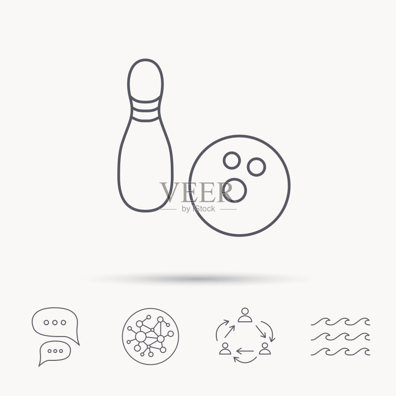 保龄球图标:球瓶标志图标素材