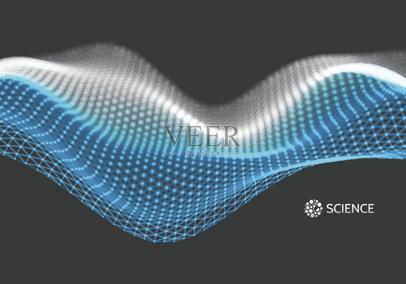 波与连接的线和点。发光的网格。连接结构。矢量插图。正版插画素材