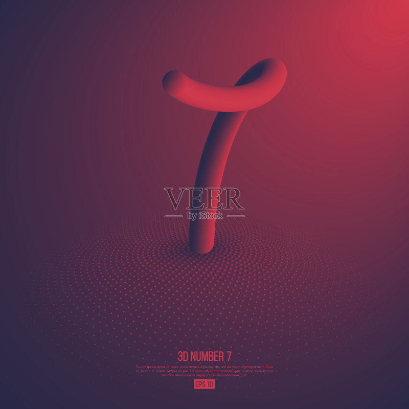 3d抽象手绘数字7。正版元素素材