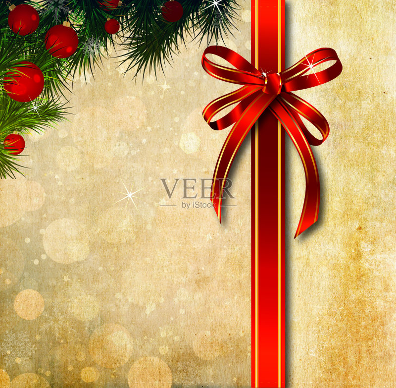 旧的垃圾纸和红丝带。正版插画素材