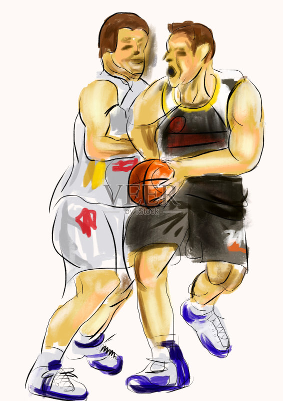 手绘篮球运动员插画图片素材