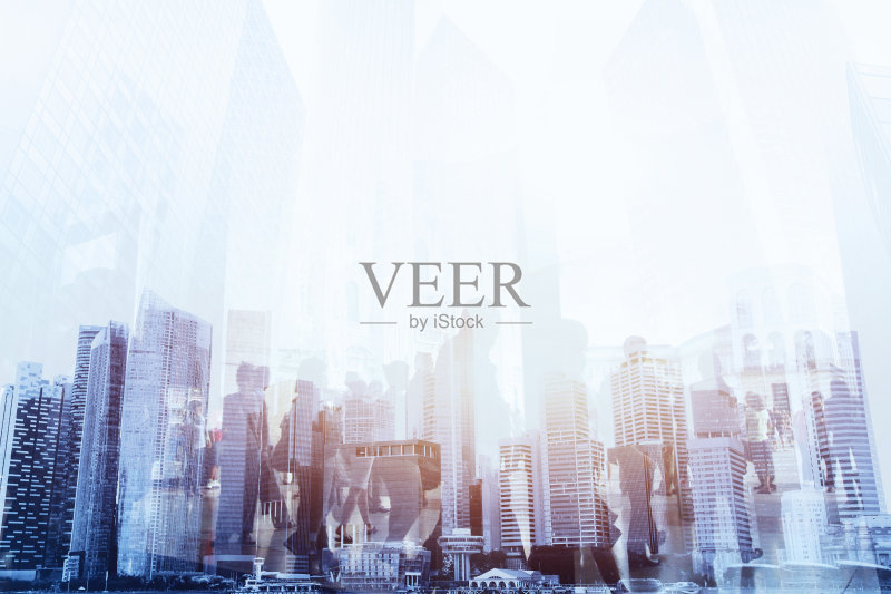 人群双重曝光正版插画素材