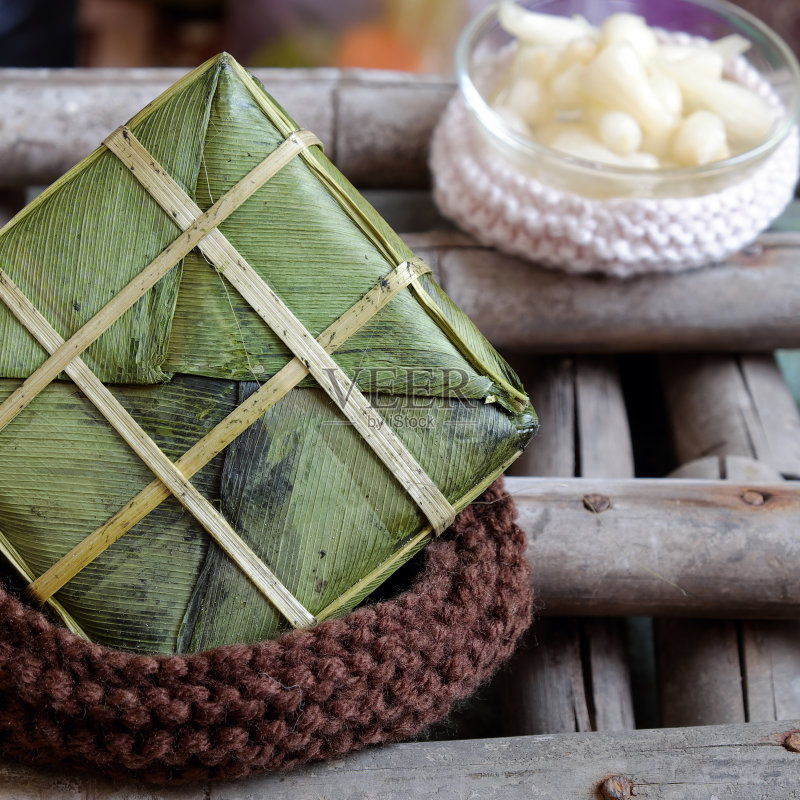 越南菜,Tet, banh chung,传统食物正版图片素材