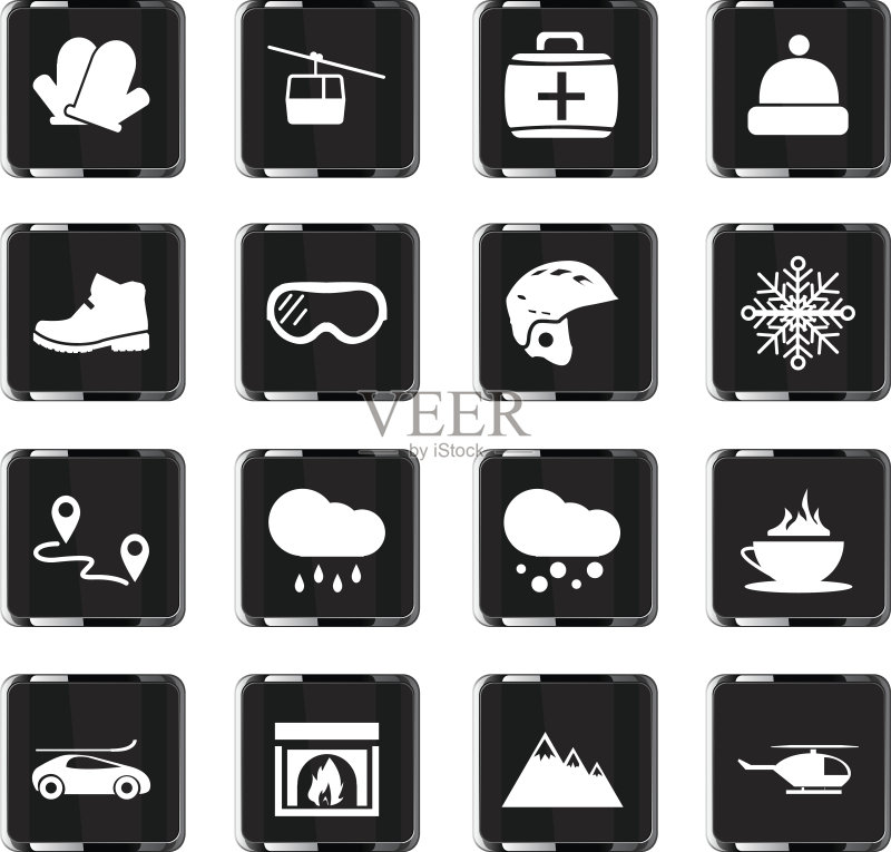 滑雪图标集图标素材