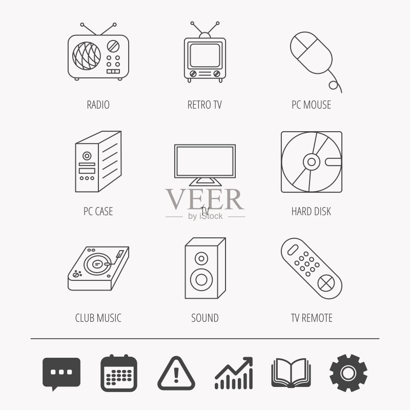 声音、俱乐部音乐和复古收音机图标图标素材