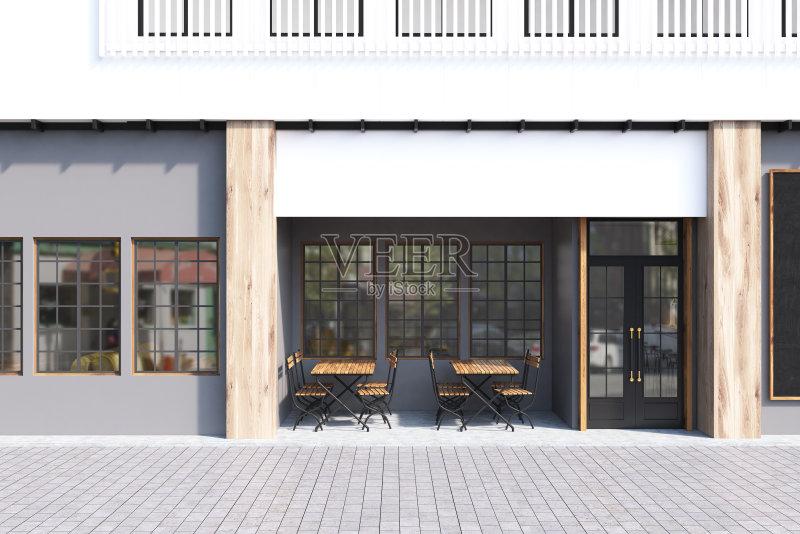 灰色的咖啡馆外正版图片素材