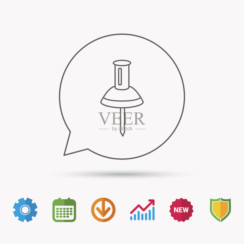图钉图标。图钉工具标志。图标素材