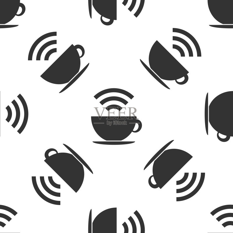 带有免费WiFi标志的咖啡店,互联网连接标语牌图标素材