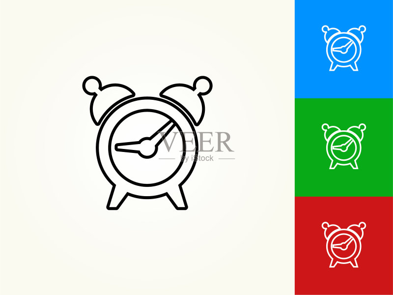 闹钟黑色描边线性图标图标素材