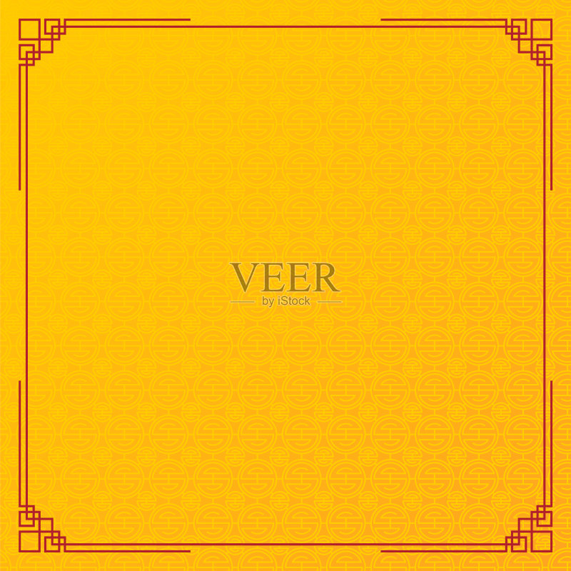 黄色圆圈图案中国抽象背景正版插画素材
